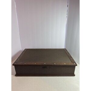 Decorative Wooden Storage Box Metal Mesh Accent Red Felt Interior